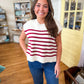 Oversized Crew Neck Stripe Sweater Vest- Maroon