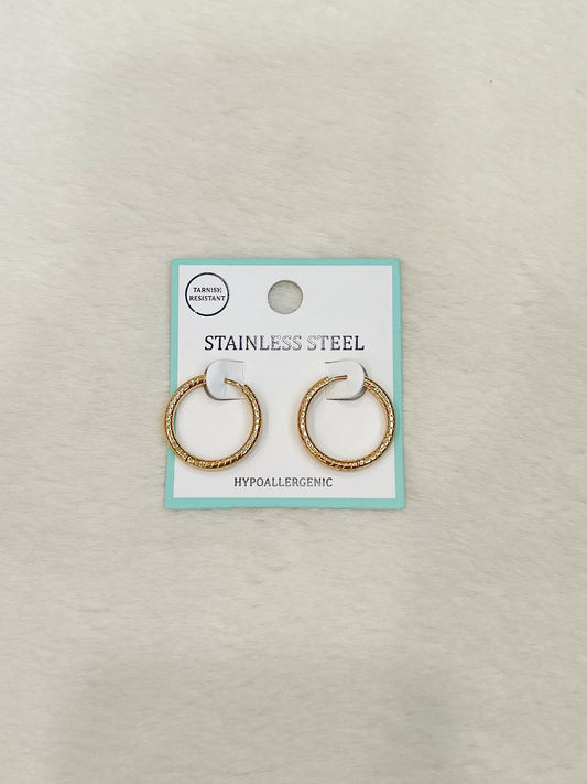 Vienna Stainless Steel Gold Huggie Hoops