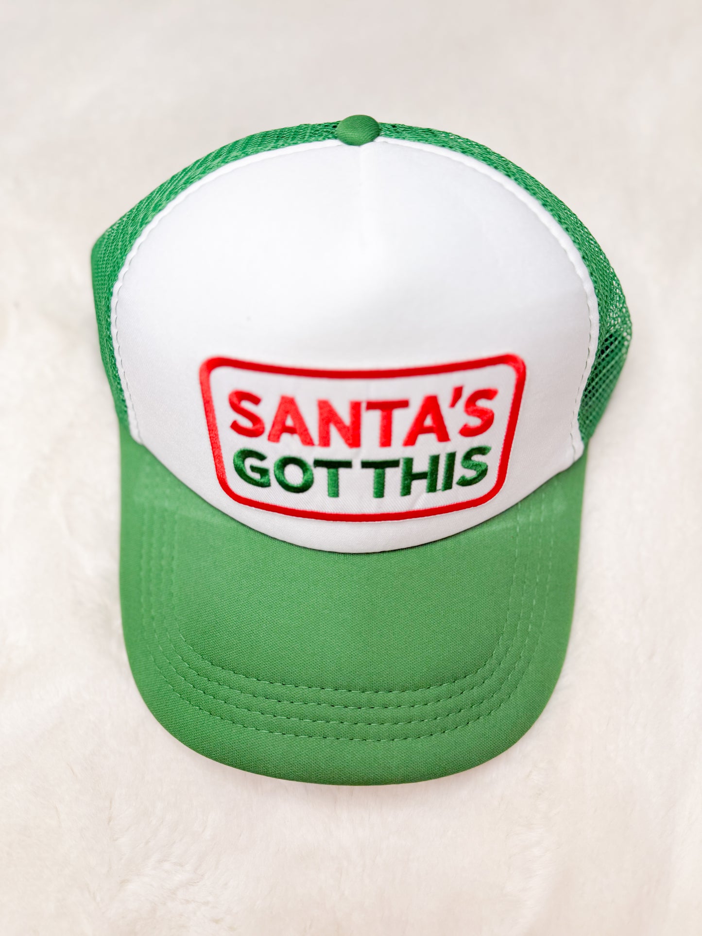 Trucker Hat Patch Santa's Got This Green