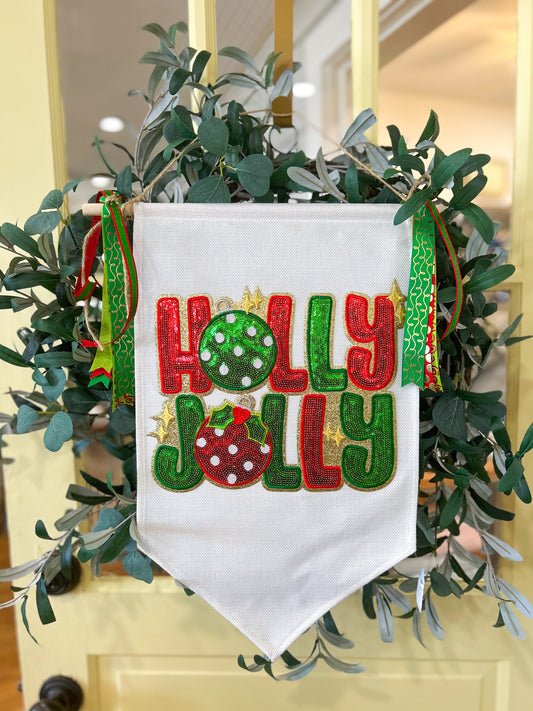 Holly Jolly Door Banner Red/Green