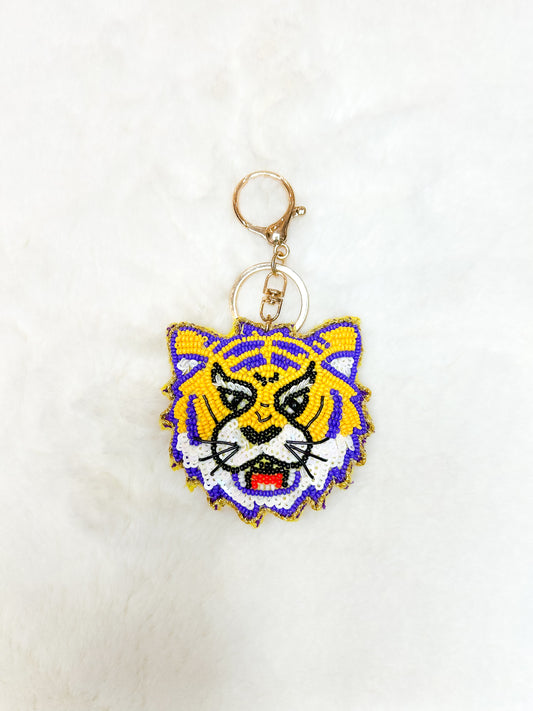 Beaded Plush Tiger Keychain