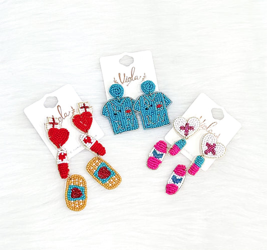 Nurse/Medical Beaded Earrings