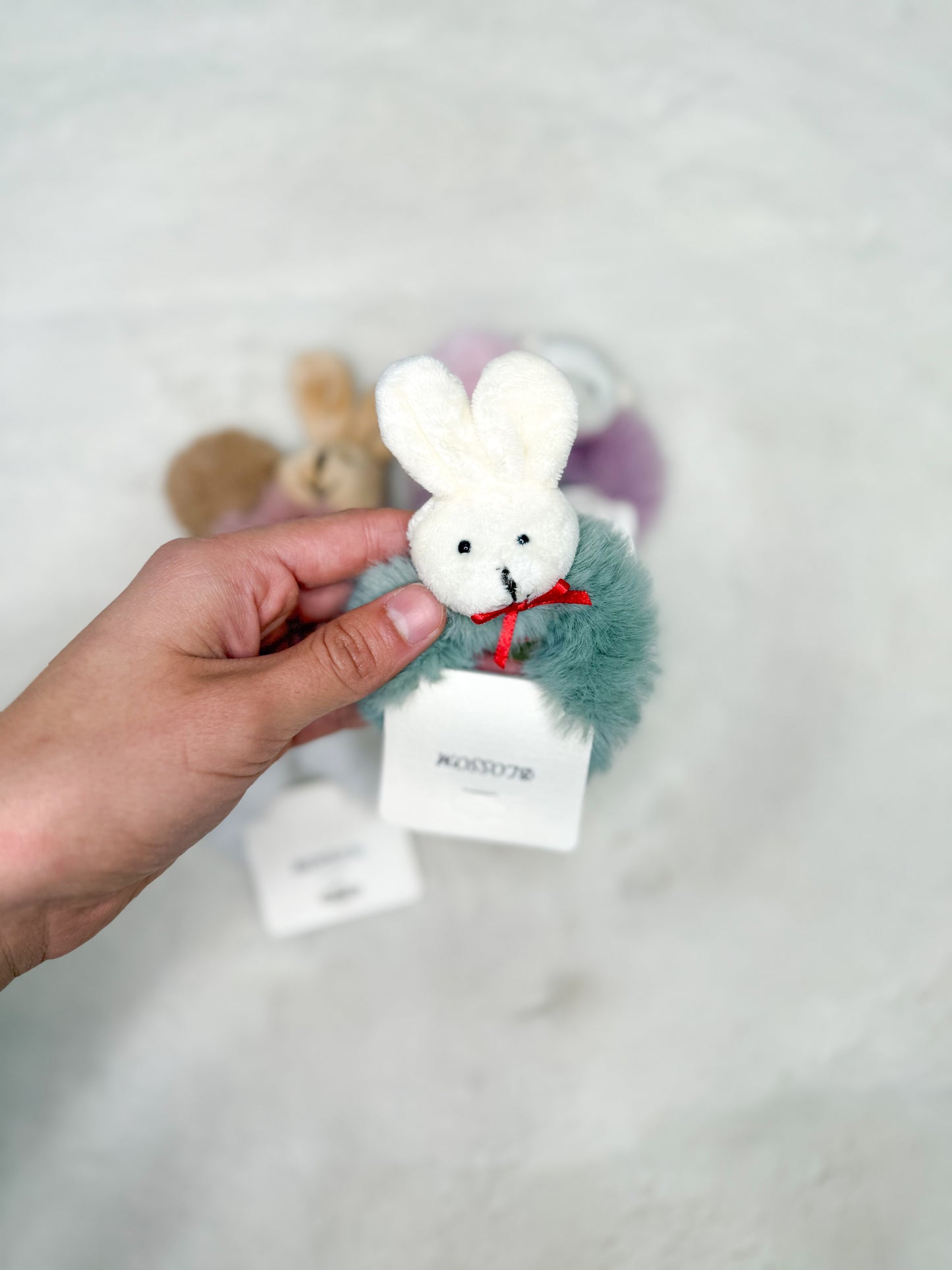 Fuzzy Friends Hair Scrunchy- Green Bunny