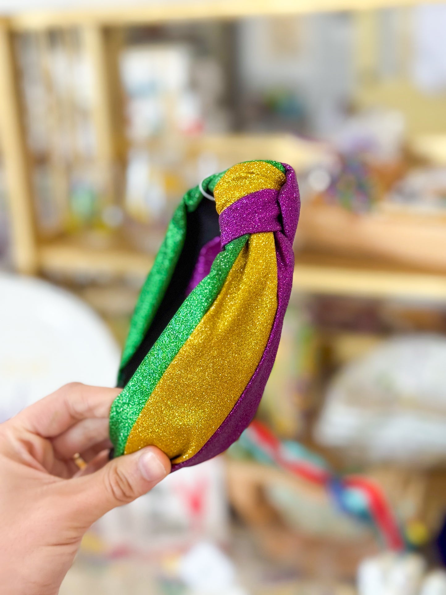 Knotted Glitter Mardi Gras Headband