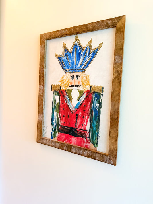 The Royal Guard Red and Blue Nutcracker Framed Art 18x24