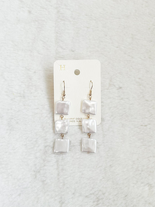 Square Pearl Dangle Earrings