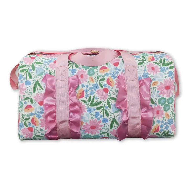 Pink Ruffle Band Floral Adult Women Duffle Bag