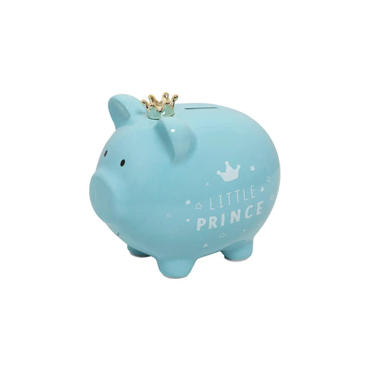 Blue Little Prince Crown Piggy Bank