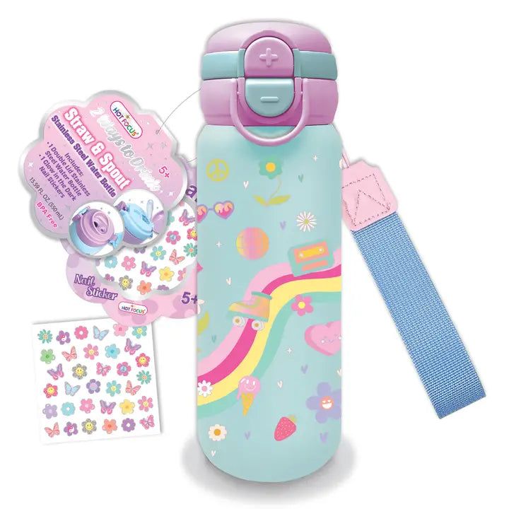 Double Top Stainless Steel Water Bottle, Good Day