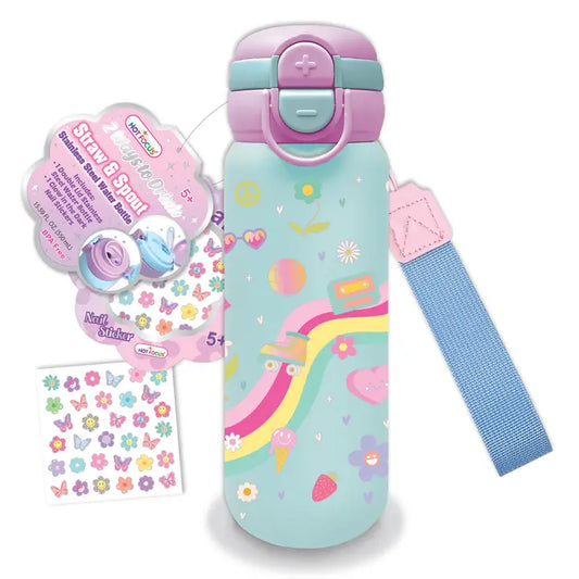 Double Top Stainless Steel Water Bottle, Good Day