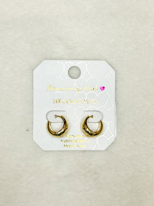 Forever in my Heart Thick mini Gold Huggie Hoops