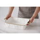 11x9 Rectangular Baking Dish With Handles White/Gold