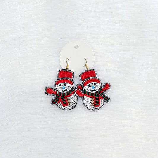 Red Hat Snowman Earrings