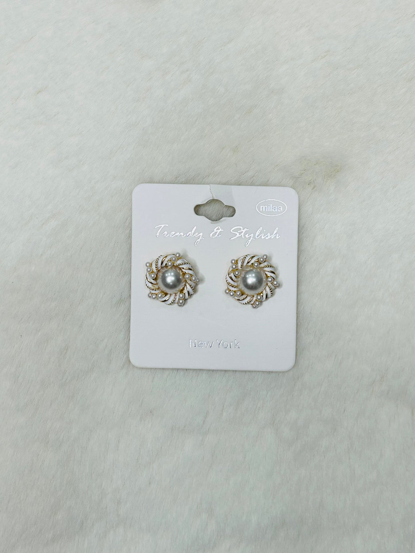 Remy Pearl White Rope Statement Studs