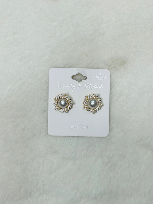 Remy Pearl White Rope Statement Studs