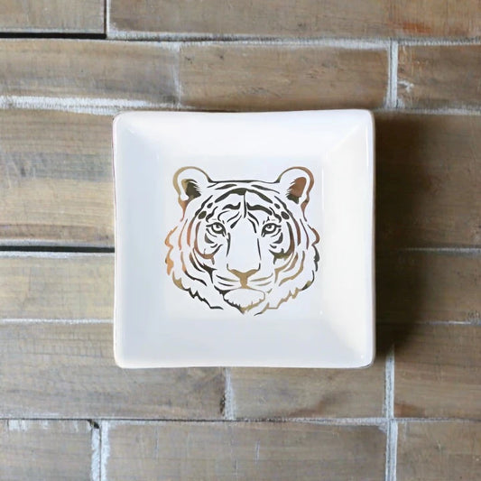 Tiger Trinket Dish White/Gold