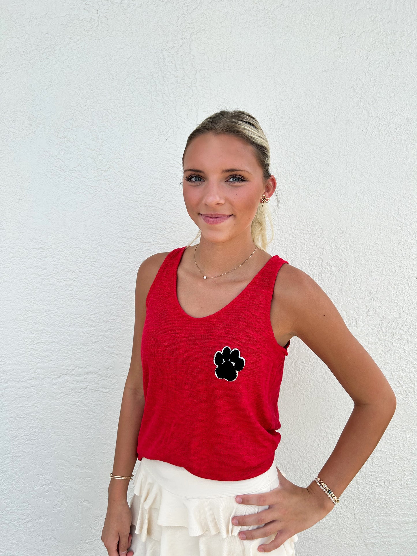 Red Tank With Black Paw Print