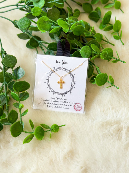 For You Gold Cross Design Necklace