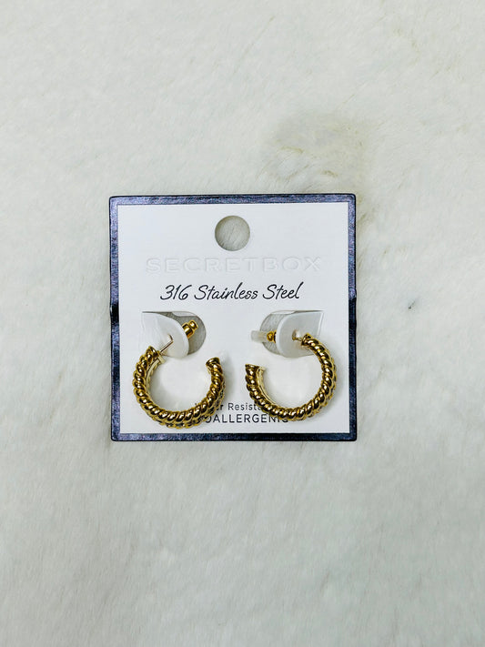 Naomi Gold Rope & Diamonds Hoop Earrings