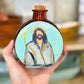 Christ Our Savior Holy Water Vessel- Brown Glass