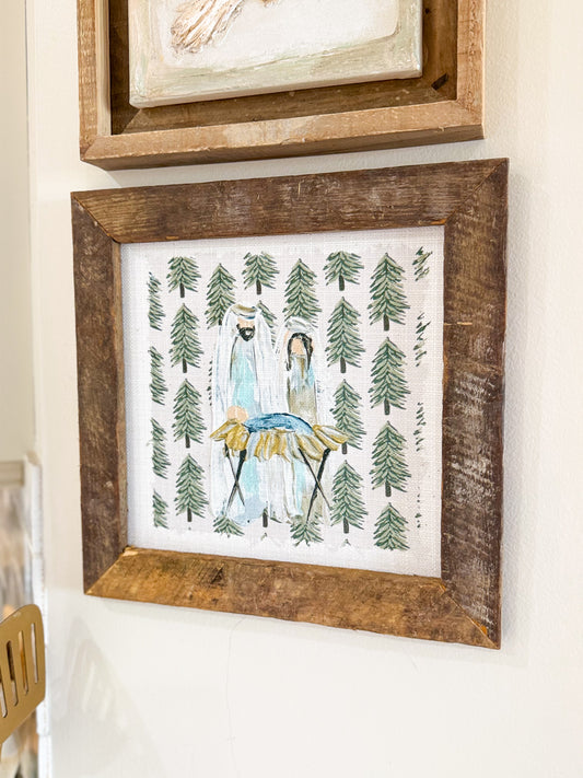 Christmas Tree Nativity Framed Art 12x12