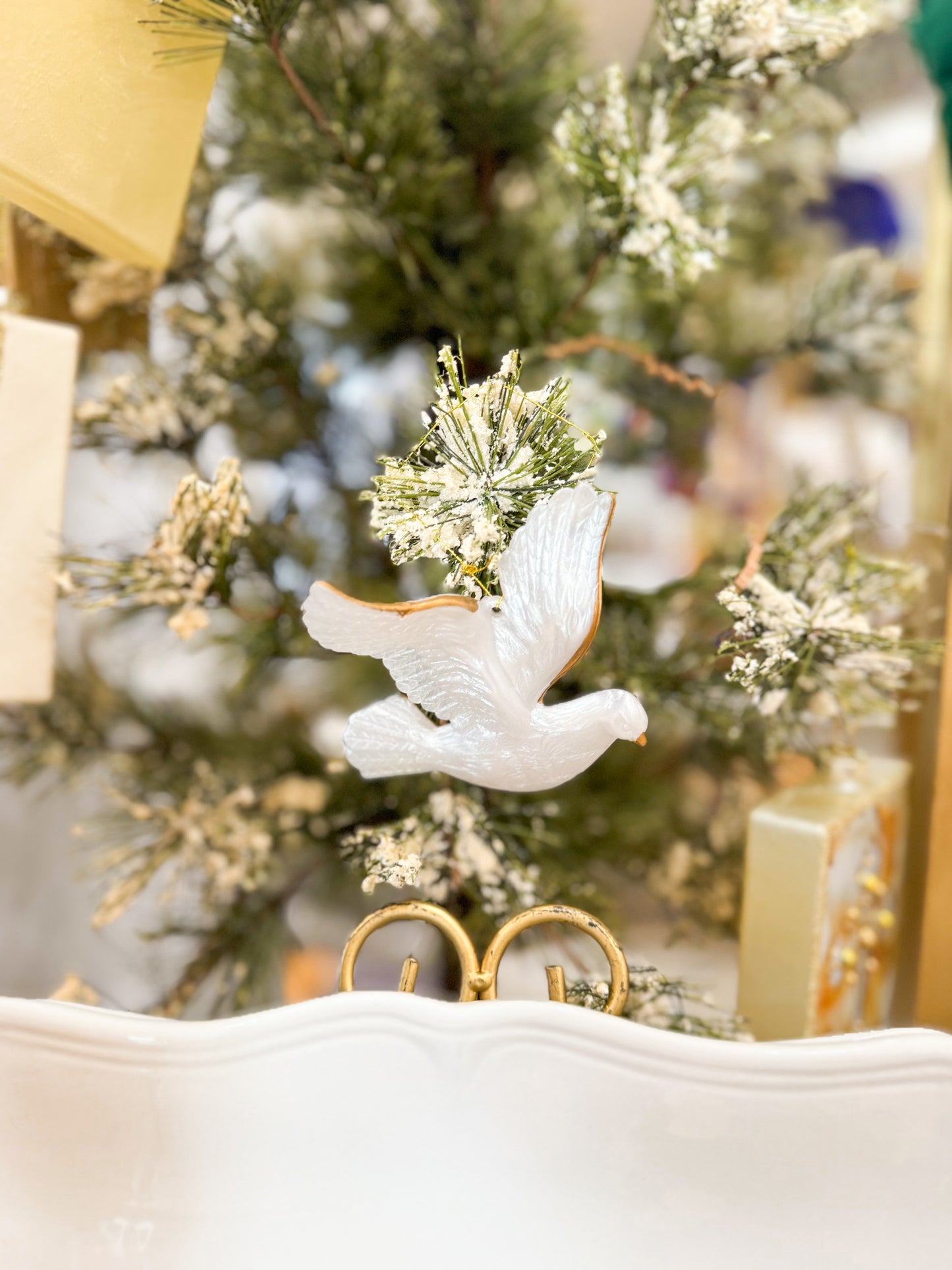 White Turtle Dove Christmas Ornament