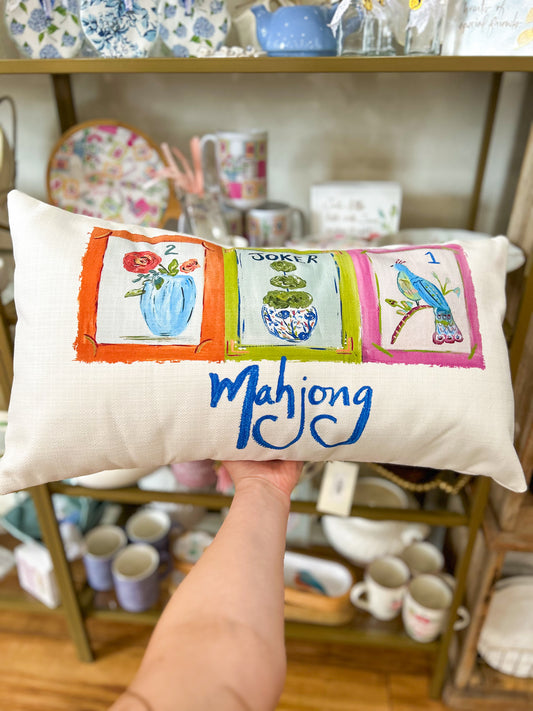 Mahjong Cards & 'Mahjong' Lumbar Pillow- GA