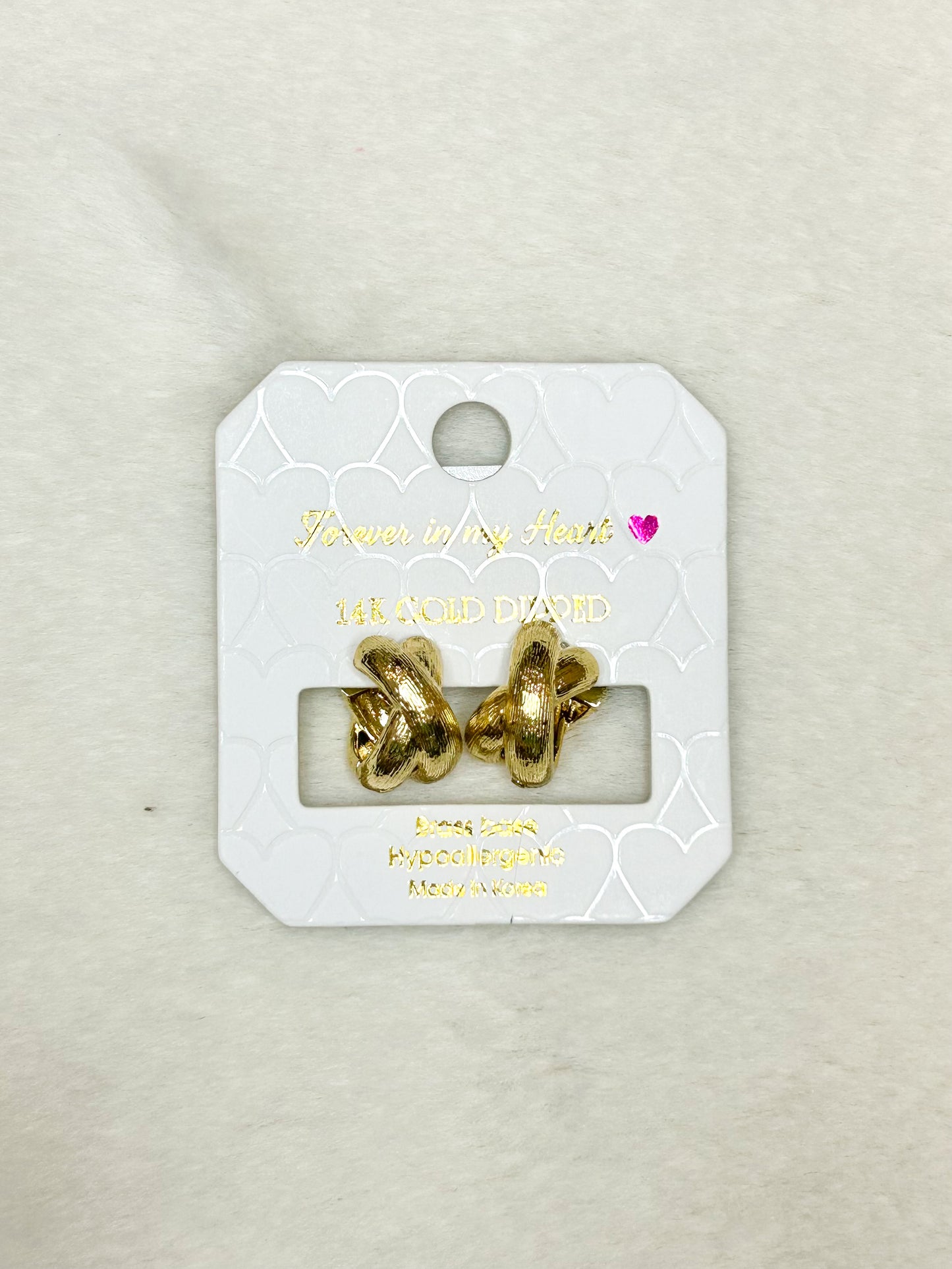 Forever in my Heart Gold Overlap Huggie Hoops