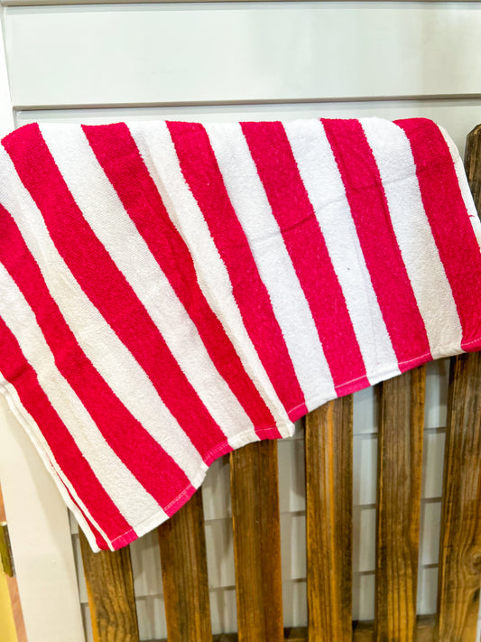 Striped Beach Towel- Pink