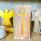 Cross Abstract Wood Block- Pastel