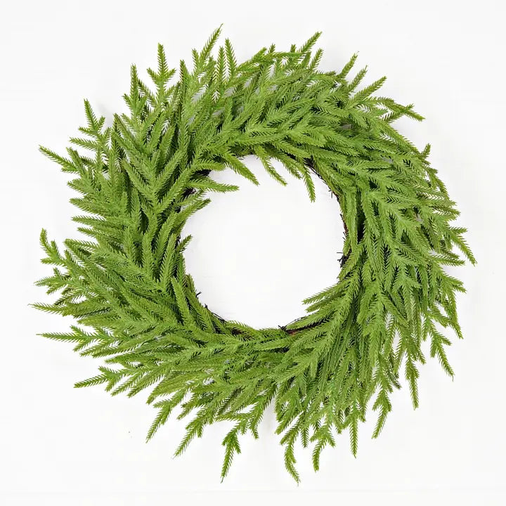 24in Twig Wreath-Soft Touch Evergreen Norfolk Pine