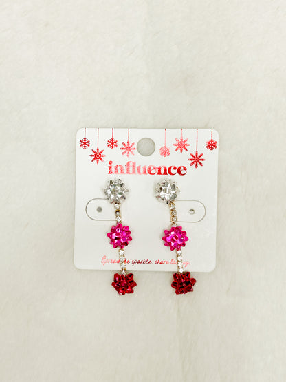 Presents Please Christmas Bow Earrings