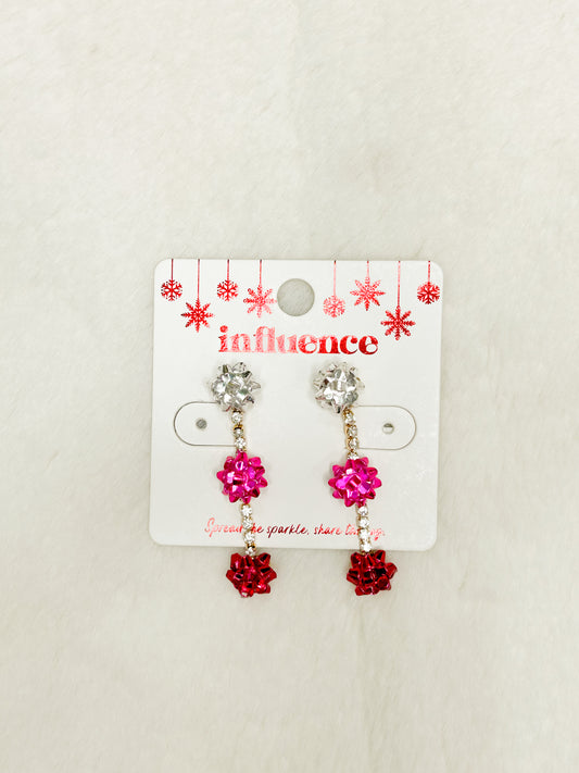 Presents Please Christmas Bow Earrings