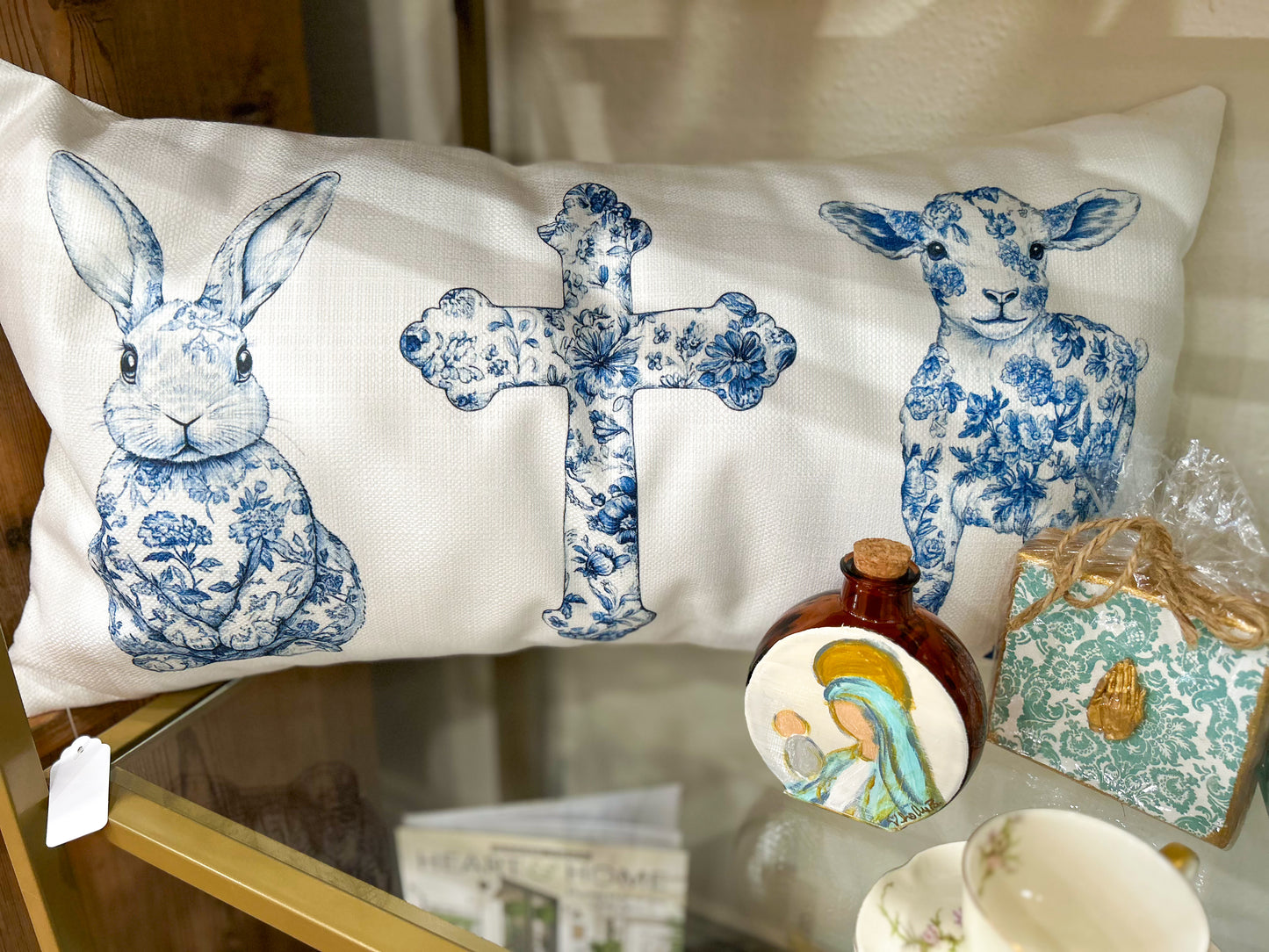 Blue Chinoiserie Triple Lumbar Pillow