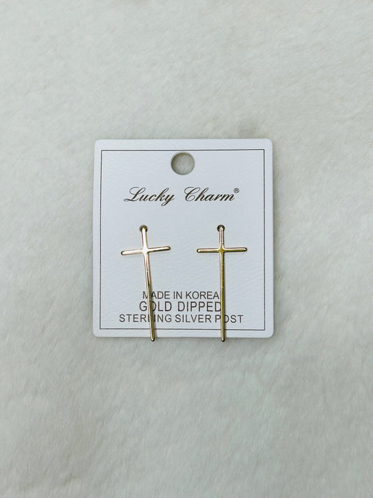 Morning Manna Gold Cross Earrings