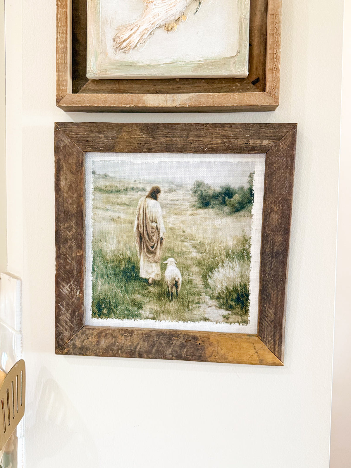 Living Hope Vintage Jesus and Lamb Framed Art 12x12