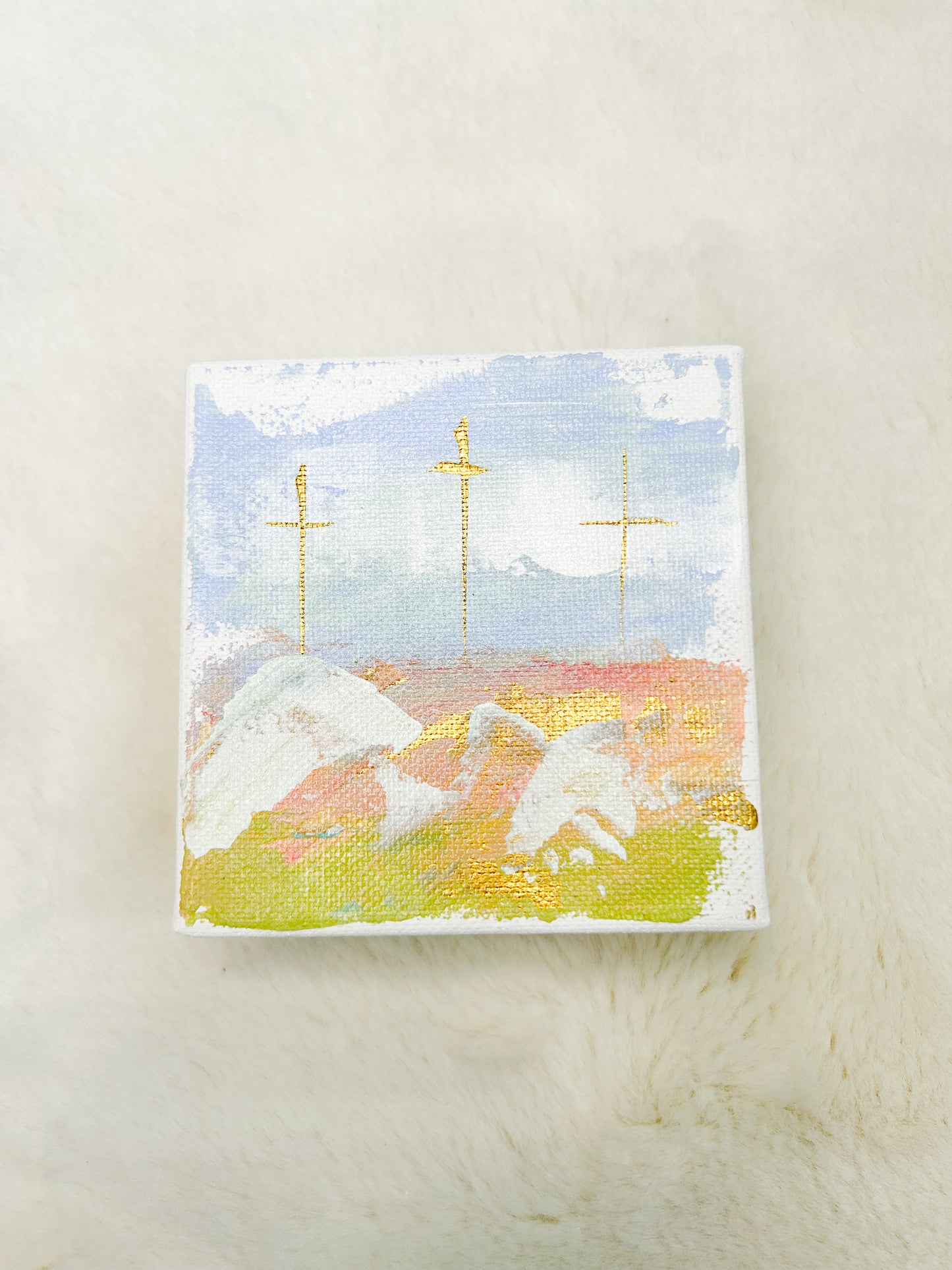 4x4 Three Crosses with Pastel Background
