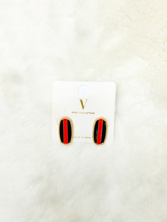 Navy/Red Striped Stud Earrings