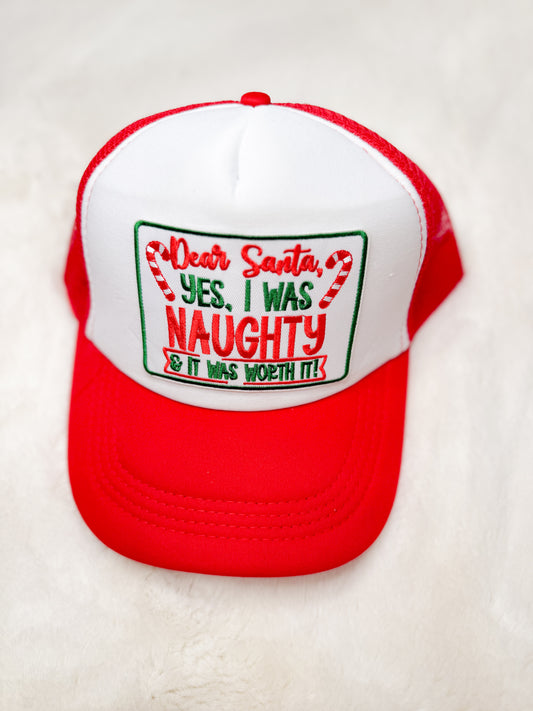 Trucker Hat Patch Dear Santa, Yes I Was Naughty Red