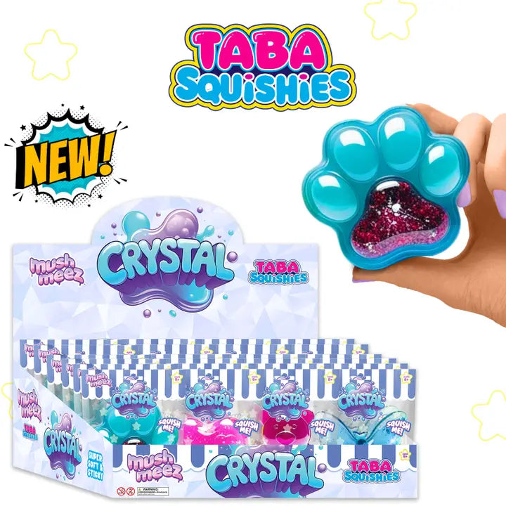 Taba Squishies Mushmeez Crystal Clear Shapes with Glitter Sensory Toy