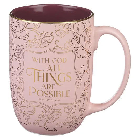 Mug Pink with God Matt 19:26