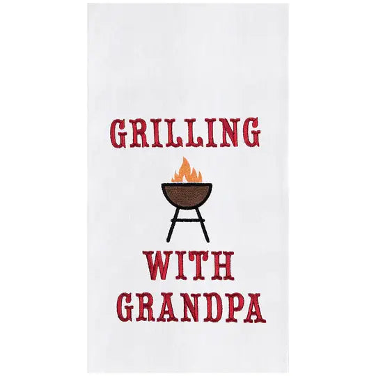 Father's Day Grilling with Grandpa Kitchen Towel