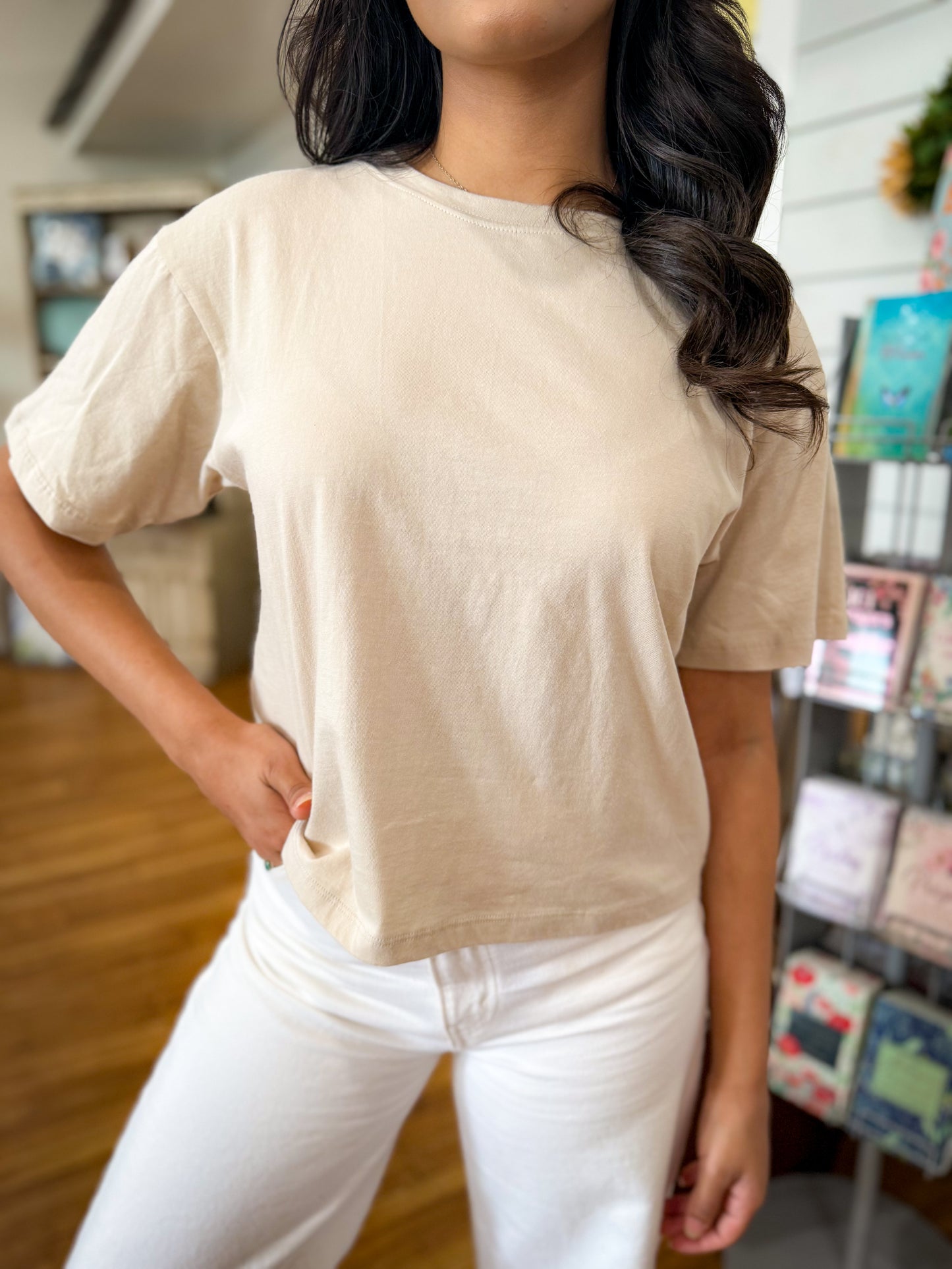 CT-3317Y Cotton Crew Neck Short Sleeve Cropped T-shirt