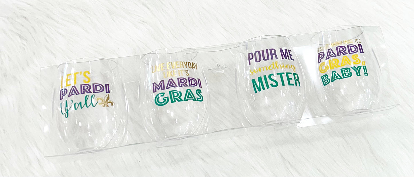 To Go Mardi Gras Wine Glasses