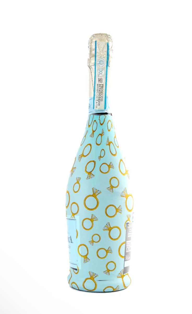 Beau Bottles Blue Engagement Ring- La Marca Edition Champagne Bottle Wrap