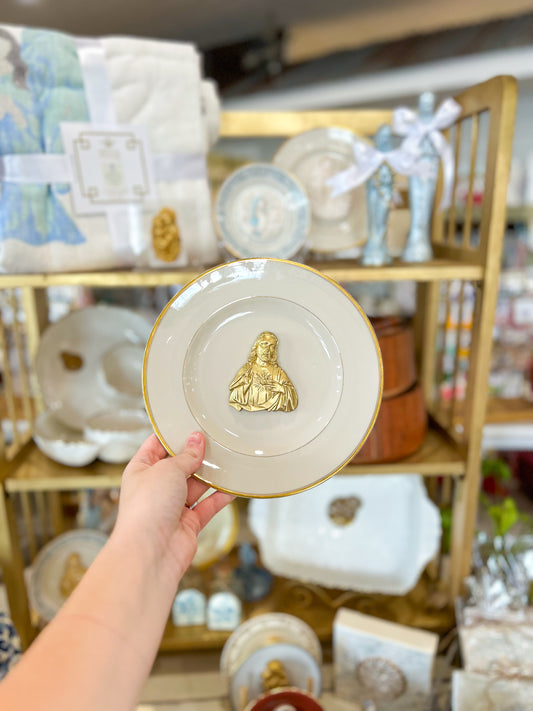 Sacred Heart of Jesus- Silhouette Ivory Plate