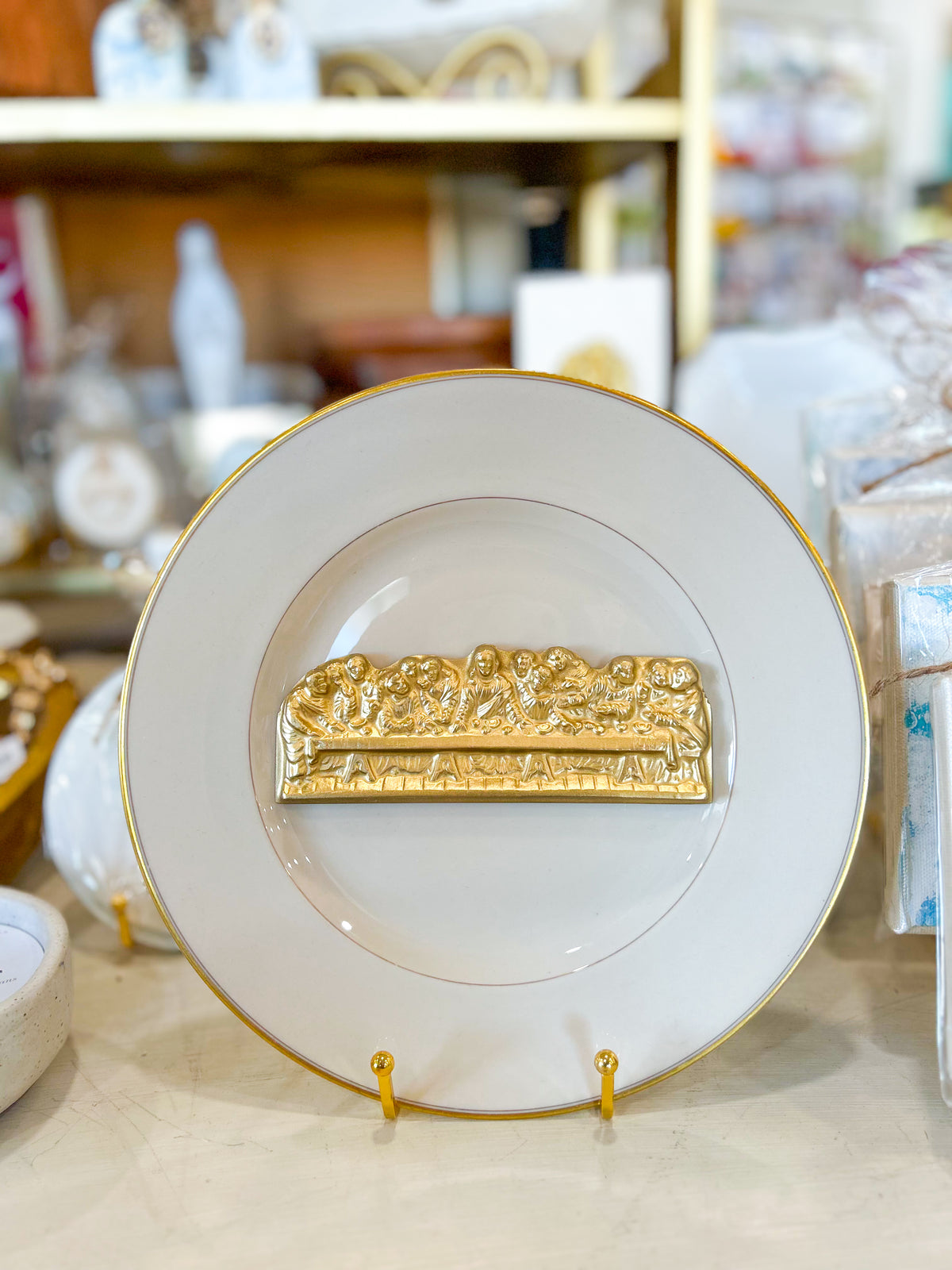 Gold Gather in His Name- Last Supper Ivory Plate