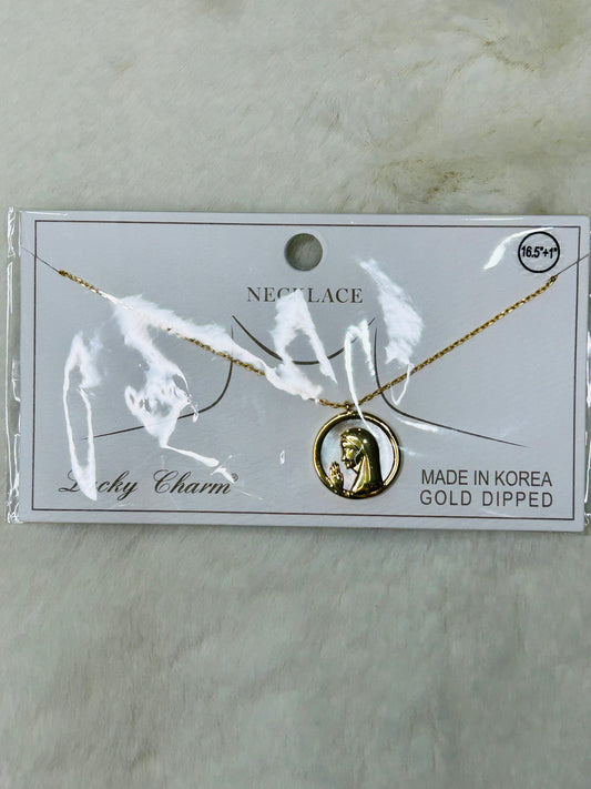 Profile Madonna Mary- Mother of Pearl Necklace