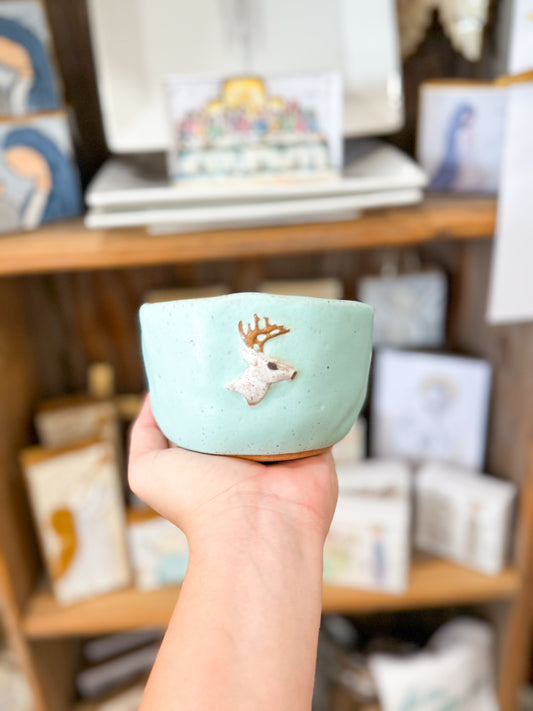 14oz Tiffany Blue Reindeer Pottery Candle Fraser Fir