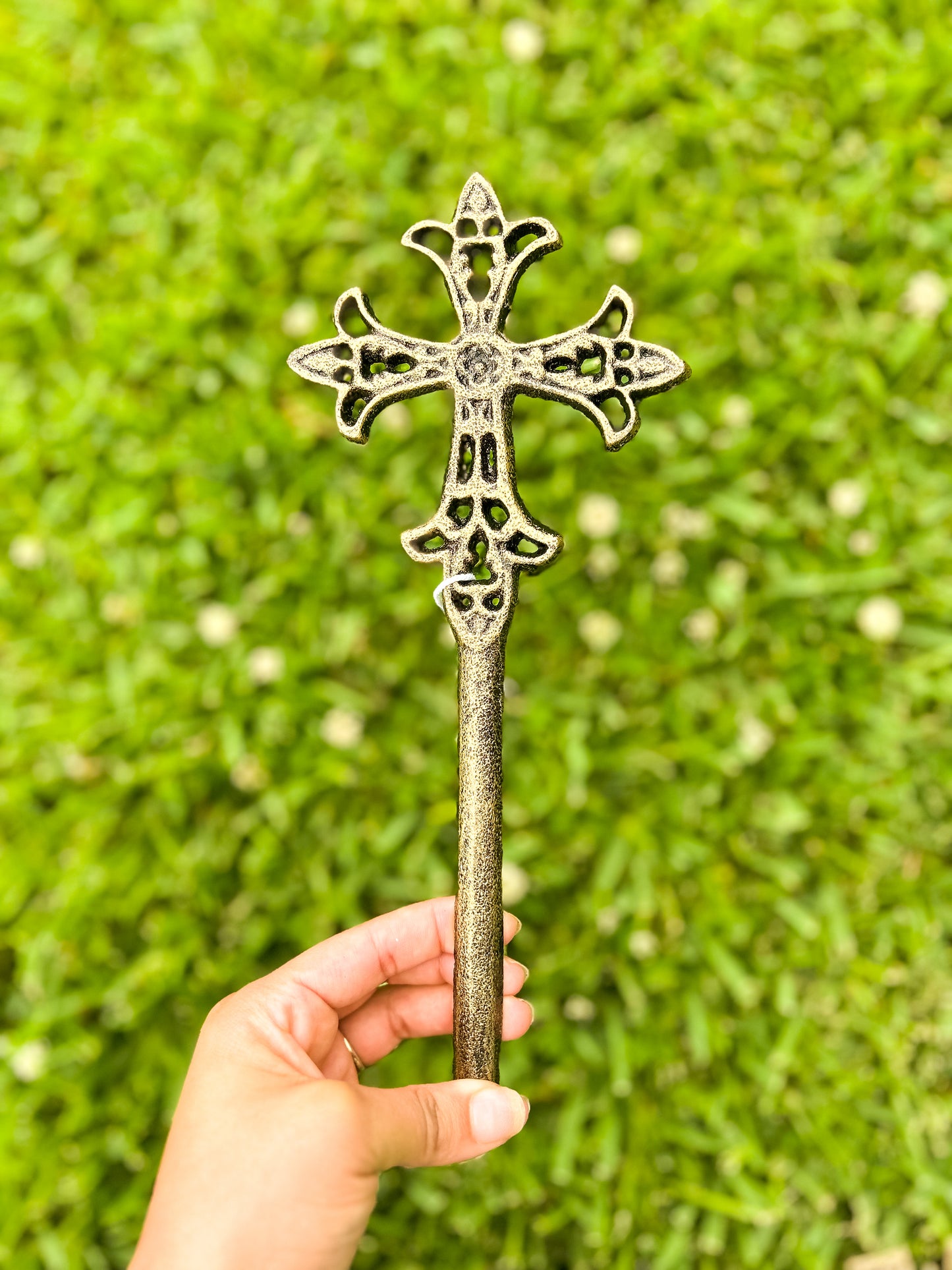 Gold Mini Cast Iron Cross Stake